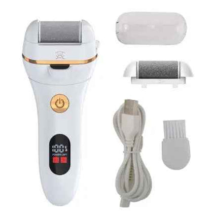 Pink electric pedicure tool USB rechargeable foot grinder side view